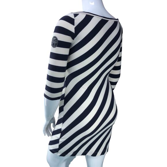 Tory Burch Womens Size M Noisetta Diagonal Stripe Stretch Dress Round Neck - Picture 7 of 16